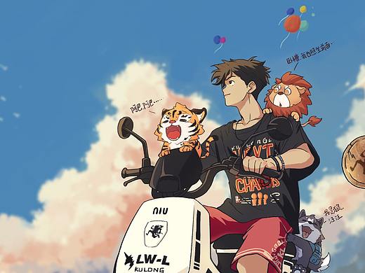 摸鱼，小电驴，（个人主页-ZNjY4MjcxMjA=） - 创作习作 - 站酷设计师酷龙lwl原创素材 - 站酷ZCOOL