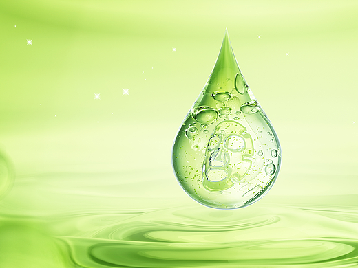 原创，化妆品的精华水滴与微观分子