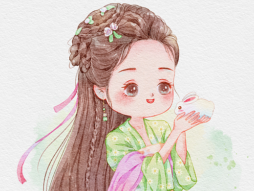 古风水彩Q版人物（个人主页-ZNjM1MzgyNDQ=） - 创作习作 - 站酷设计师阿洁画画啊原创素材 - 站酷ZCOOL