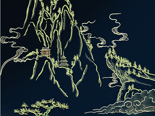 玄金笔触风景绘画