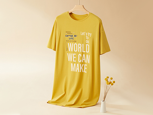 全棉  家居服  睡裙 女士 套头 T恤静物拍摄