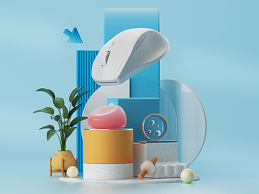 鼠标场景搭建，C4D模型+OC渲染作品