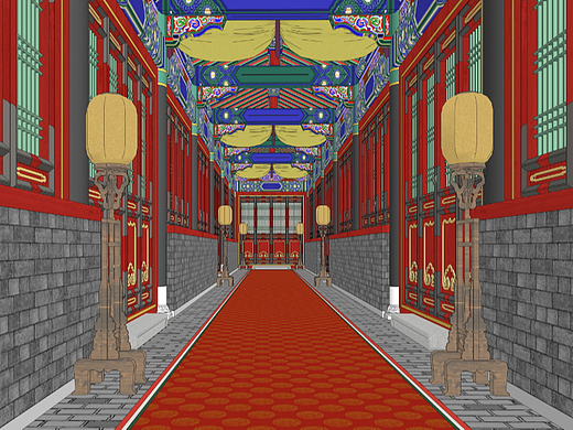 古代走廊SU模型下载