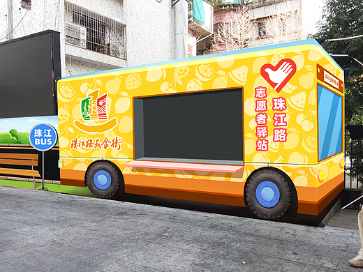 墙绘涂鸦 | 汕头美食街墙面升级改造 公交车集装箱美化