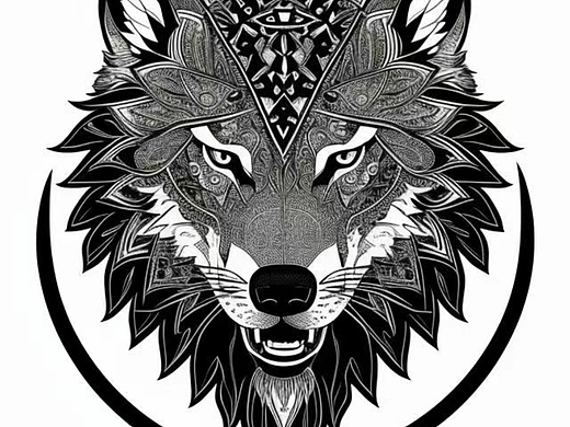 ②贴画原创，狼图腾，ai生成可以参考学习（1：1）