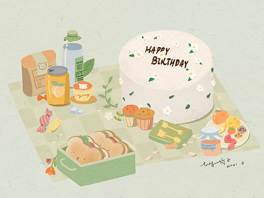 「原创插画」怀念没有疫情的日子，春日有晴天～