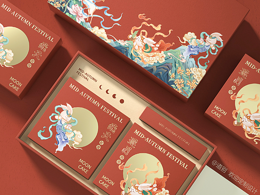 飞天逐月 品牌包装 敦煌中秋礼盒包装设计 插画包装