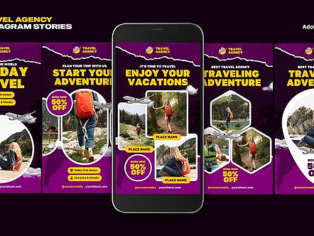 AE模板|竖屏时尚动态旅游旅拍节目片头开场动画视频