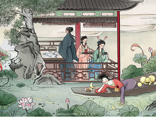 水墨国风—中秋节传统习俗插画