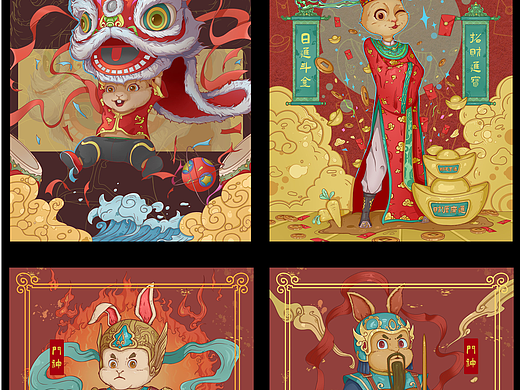 兔年春节主题插画