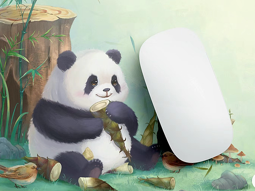 可可爱爱的熊猫与她的小肥啾