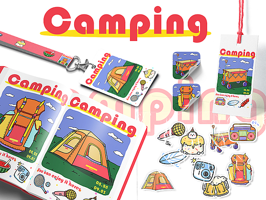 Go!Camping~ 露营主题系列海报设计、贴纸、衍生品设计