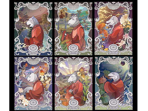 兔 羊 牛 马 鼠 虎 龙 猪 蛇 插画