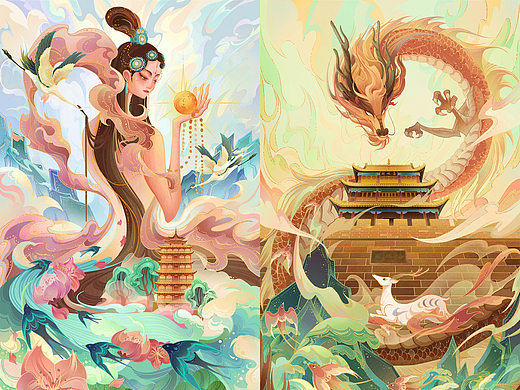 国潮风插画|甘肃城市印象