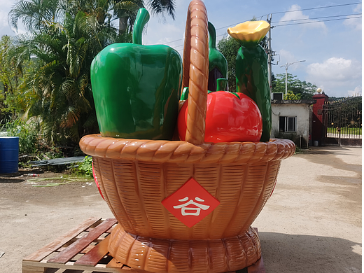 江西农场标志性摆件大型蔬果篮玻璃钢纤维白菜茄子雕塑