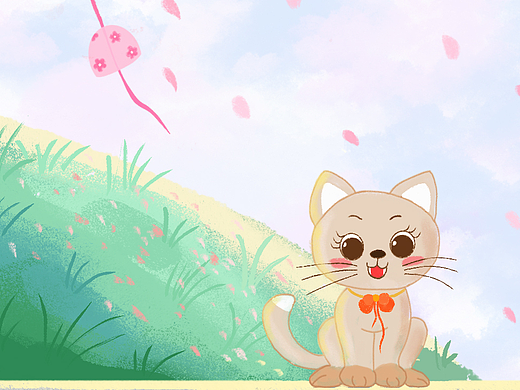 樱花树下的猫咪