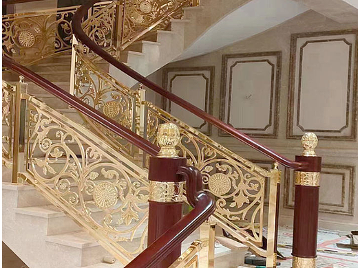 电镀沙金纯铜别墅楼梯扶手色彩亮丽