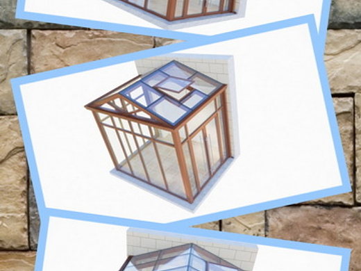 玻璃门斗阳光房渲染图S1969