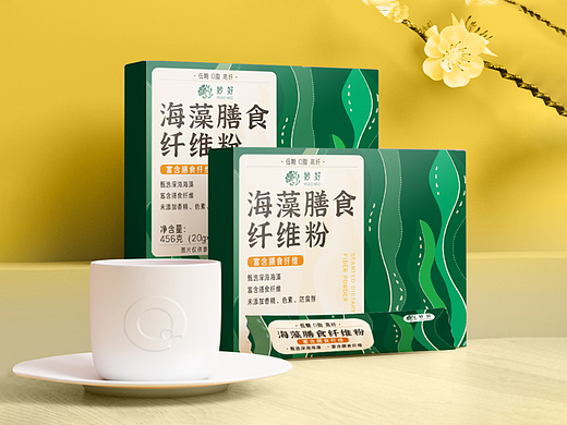 包装设计/保健品/海藻膳食纤维粉 插画手绘包装