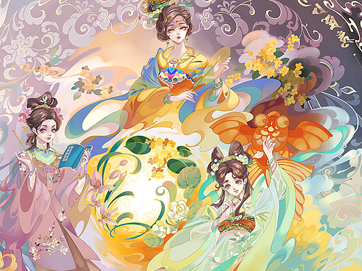 香花三元纹样拟人