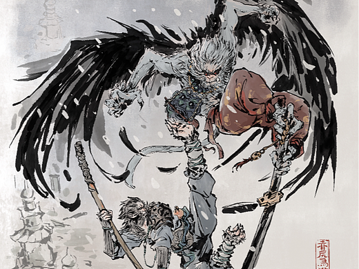 画了一组《黑神话》的同人插画