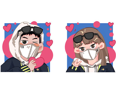 情侣头像 头像插画（个人主页-ZNTAzMTA4MDA=） - 新锐潮流插画 - 站酷设计师章小余原创素材 - 站酷ZCOOL