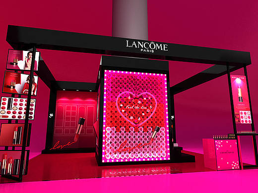 LANCOME New L'ABSOLU ROUGE 兰蔻金纯玫瑰丝缎唇膏 系列展台