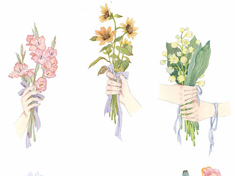 一组手捧花