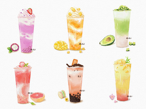 手绘奶茶