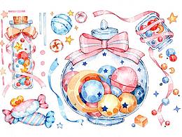 紙膠帶小樣 玻璃器皿 甜品和蘑菇