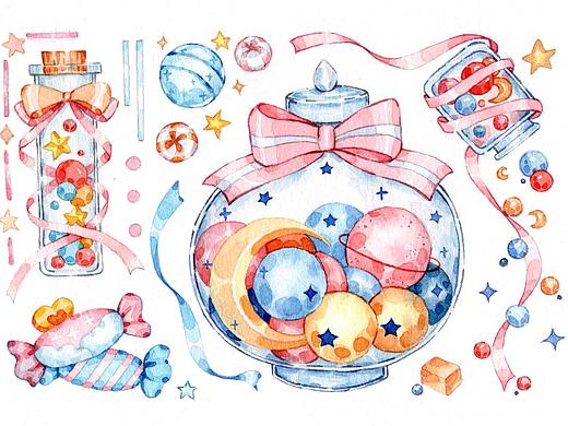 紙膠帶小樣 玻璃器皿 甜品和蘑菇（個(gè)人主頁-ZNTcxNTE2NTY=） - 商業(yè)插畫 - 站酷設(shè)計(jì)師老咸魚米恩原創(chuàng)素材 - 站酷ZCOOL