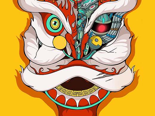 赛博朋克国潮插画