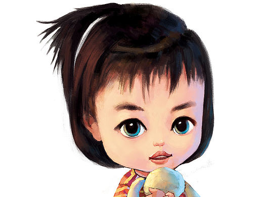 抱兔子的小女孩
