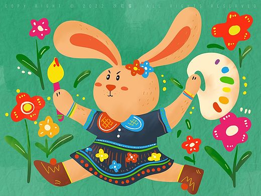 复古兔兔壁纸哇🐰（个人主页-ZNTc5MjE1MzI=） - 艺术插画 - 站酷设计师沙拉酱来画画啦原创素材 - 站酷ZCOOL