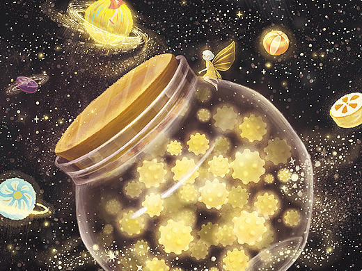  给境小仙曲奇品牌绘制的一组包装插画