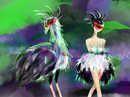 原创板绘，女孩与蛇鹫