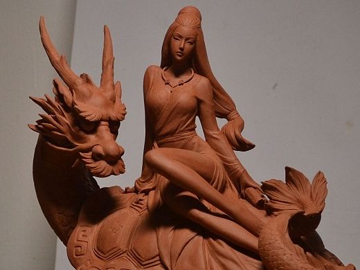 海龙原创紫砂泥塑《洛神》定制作品