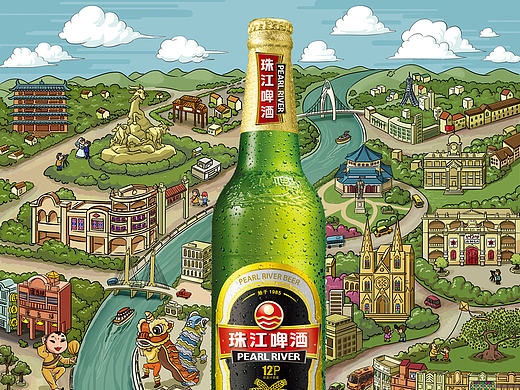 珠江啤酒公交站牌广告