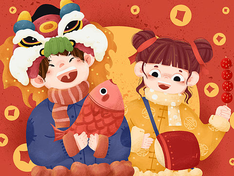 新年插画（个人主页-ZNTAxNTMzNTI=） - 儿童插画 - 站酷设计师章小余原创素材 - 站酷ZCOOL