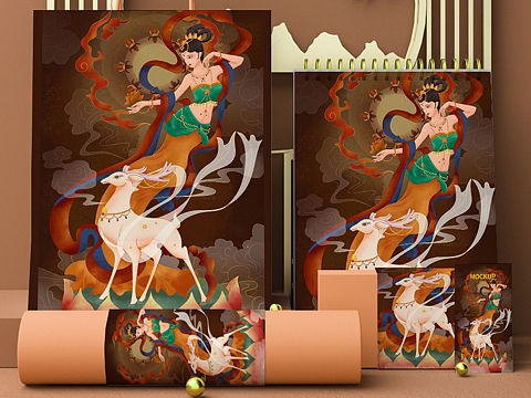 手绘国潮敦煌系列插画,致敬敦煌(个人主页-ZNjA0NDUyNDg=) - 商业插画 - 站酷设计师铭煊插画设计原创素材 - 站酷ZCOOL
