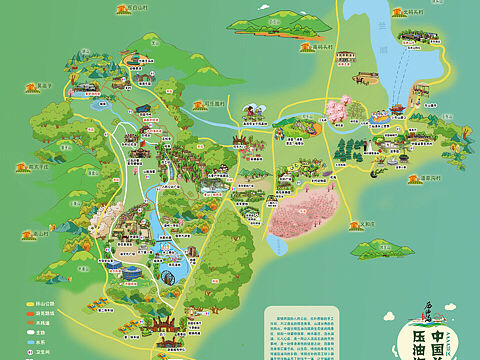 兰陵.压油沟景区.手绘地图定制度假园区设计制作