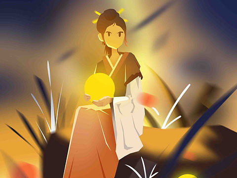 中秋节拿月亮的小姑凉