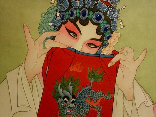 工笔重彩作品《锁麟囊》