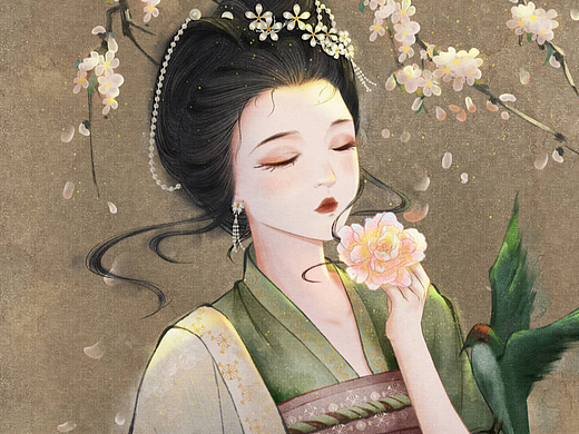 拈花（个人主页-ZNjE2OTgyMjA=） - 创作习作 - 站酷设计师沐九酒好好画画原创素材 - 站酷ZCOOL