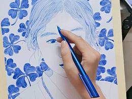 圆珠笔肖像画