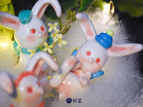 原创超轻粘土-中秋小兔出击