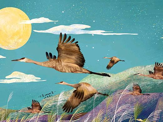 秋天系列之：大雁南飞（个人主页-ZMzg4ODk2MzY=） - 商业插画 - 站酷设计师王weiwei王原创素材 - 站酷ZCOOL