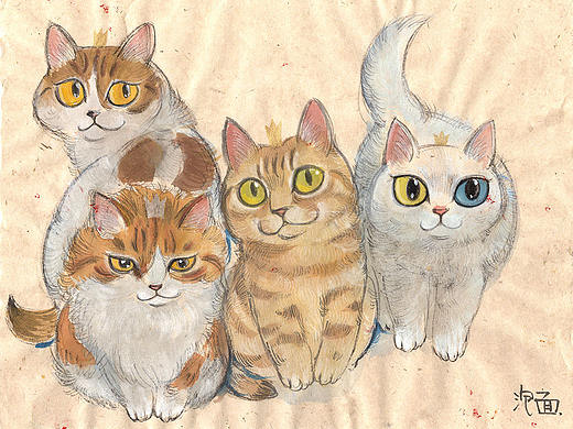 假装是写意  毛笔画猫咪