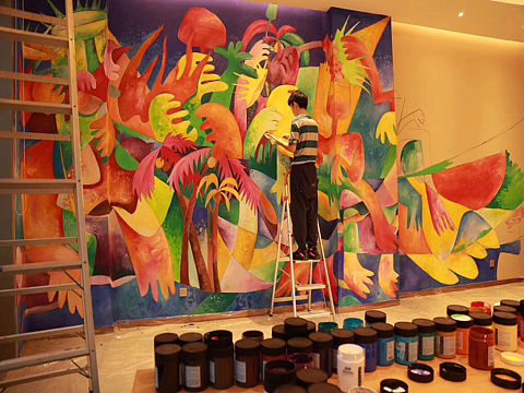 在上海用一个月的时间画一面墙