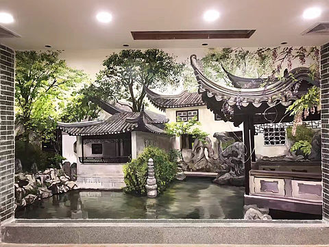 【写实风景and百子图】纯手绘墙绘。